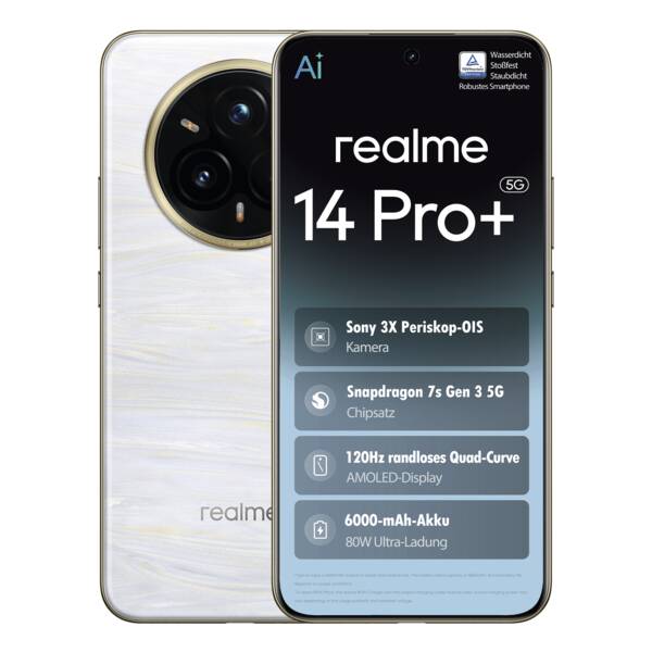 Realme Mobile Smartphone 14 Pro+ 5G 512GB Pearl White