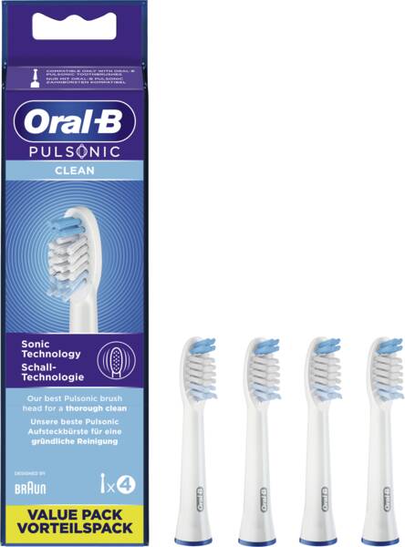 Oral-B Aufsteckbürste für Zahnbürsten Pulsonic Clean 4er Weiss