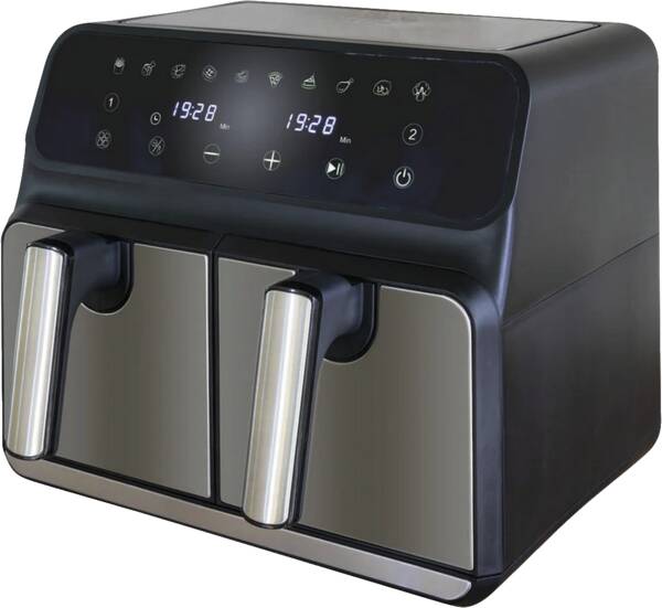 Unold Doppel-Heißluft-Fritteuse 58685 Heißluftfritteuse Doppelkammer TWIN ZONE Schwarz