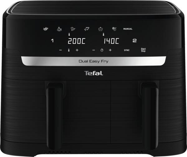 Tefal Doppel-Heißluft-Fritteuse EY901N - Dual Easy Fry Essential Schwarz