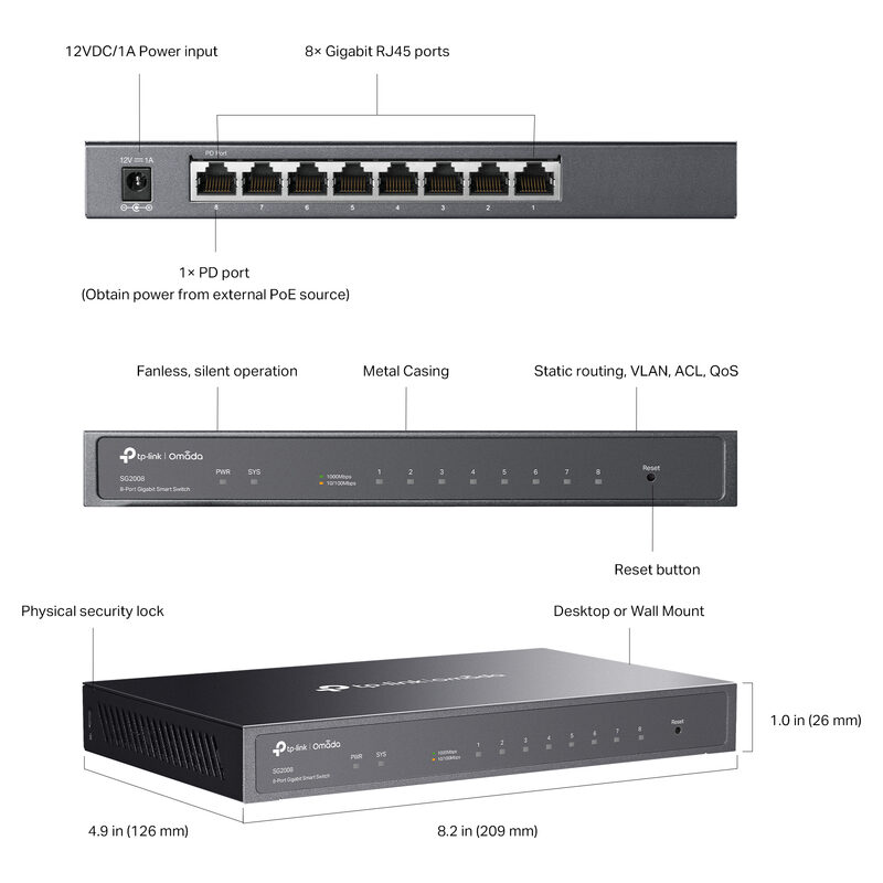TP-Link TL-SG2008 V4 - Switch - 8 Anschlüsse - managed