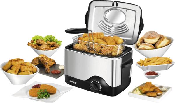 Unold Fritteuse 58615 Fritteuse Kompakt Edelstahl-Schwarz