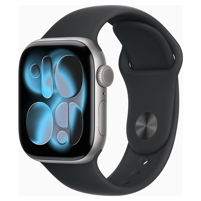 Apple Watch, S11, GPS, space grau, 42mm, Aluminiumgehäuse, Sportarmband schwarz M/L