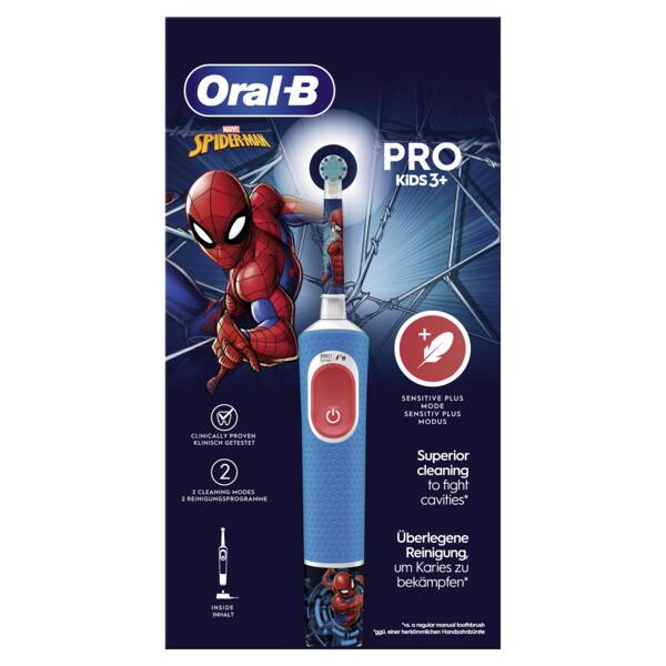 Oral-B Elektrische Zahnbürste Vitality Pro 103 Kids Spiderman Blau