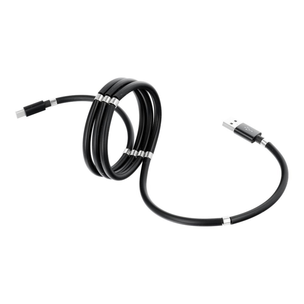 Kabel USB - Typ C magnetisch einziehbar 2.4A C686 schwarz, 1 Meter