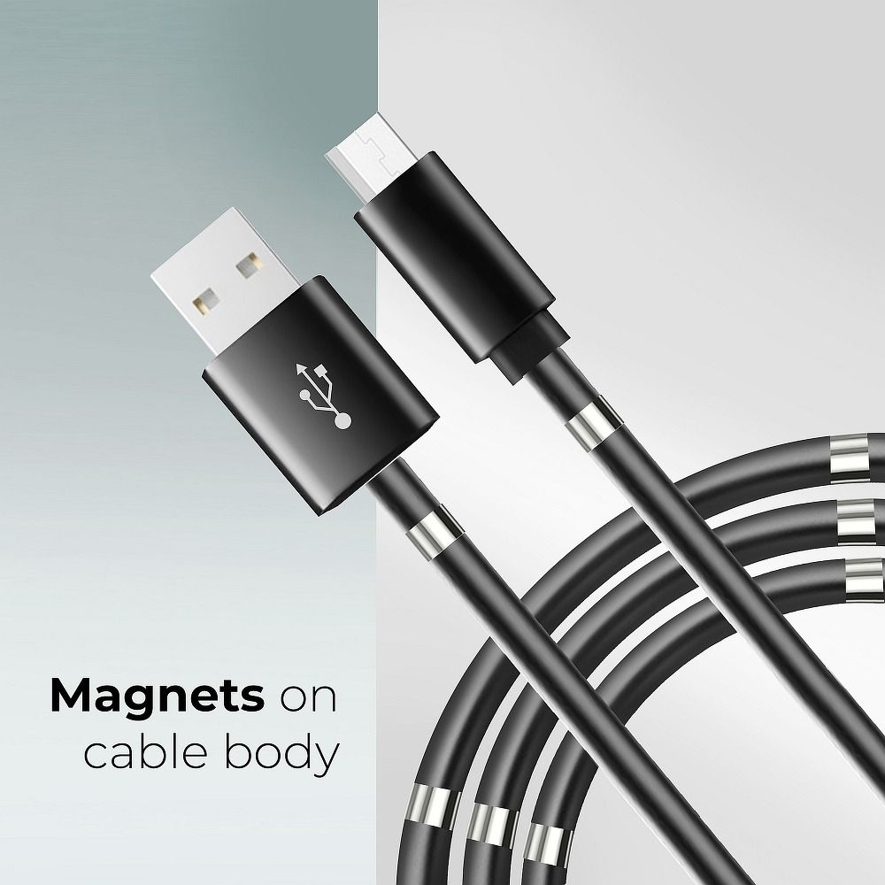 Kabel USB - Typ C magnetisch einziehbar 2.4A C686 schwarz, 1 Meter