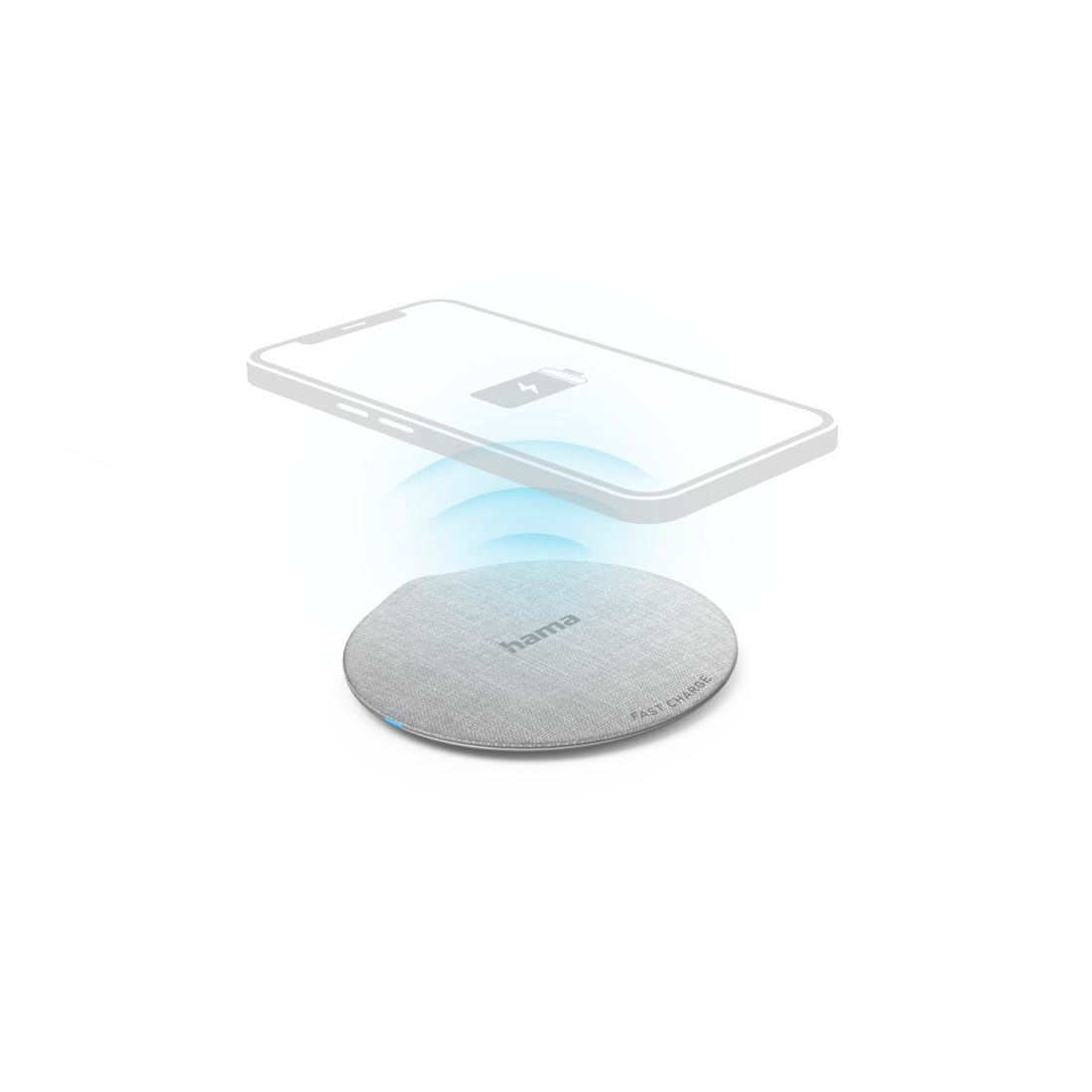 Hama Wireless Charger "QI-FC10 Metal", 10 W, kabelloses Smartphone-Ladepad, Weiß