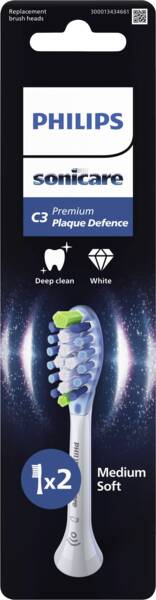 Philips PH Aufsteckbürste für Zahnbürsten HX9042/87 Premium Plaque 2er Pack Weiss