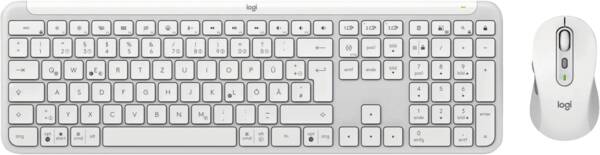 Logitech Tastatur-/Maus-Set MK950 Signature Slim kabelloses Tastatur-Maus-Set Off-White