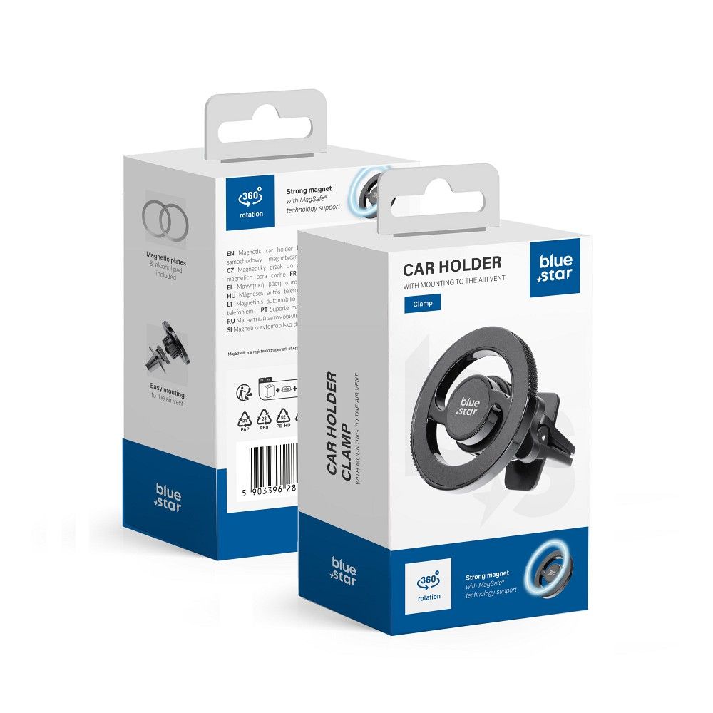 BLUE STAR Magnetischer Autohalter CLAMP für Kühlergrill kompatibel mit MagSafe