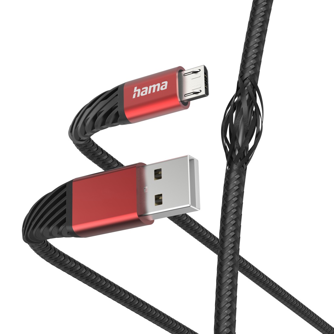 Hama Ladekabel "Extreme", USB-A - Micro-USB, 1,5 m, Nylon, Schwarz/Rot