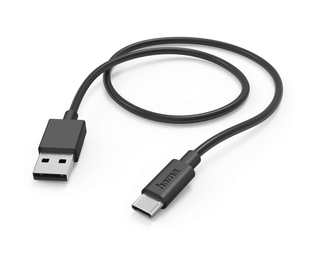 Hama Ladekabel, USB-A - USB-C, 1 m, Schwarz