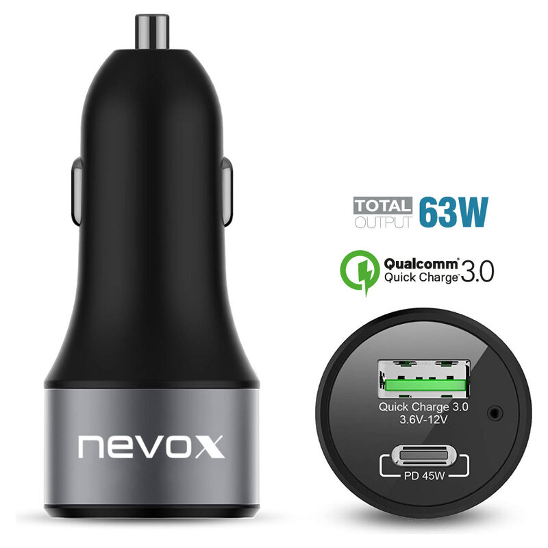 nevox USB Type C + QC3.0 Dual-port KFZ Ladeadapter