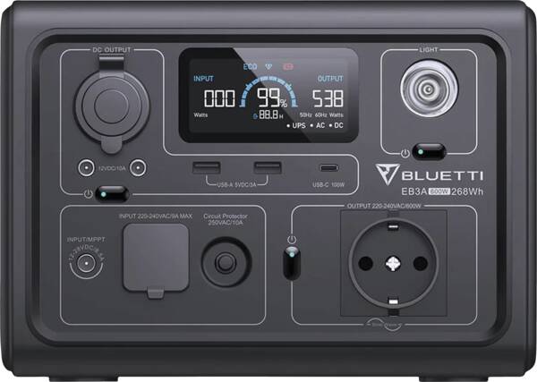Bluetti Powerstation EB3A 600W / 268Wh Surge 1200W