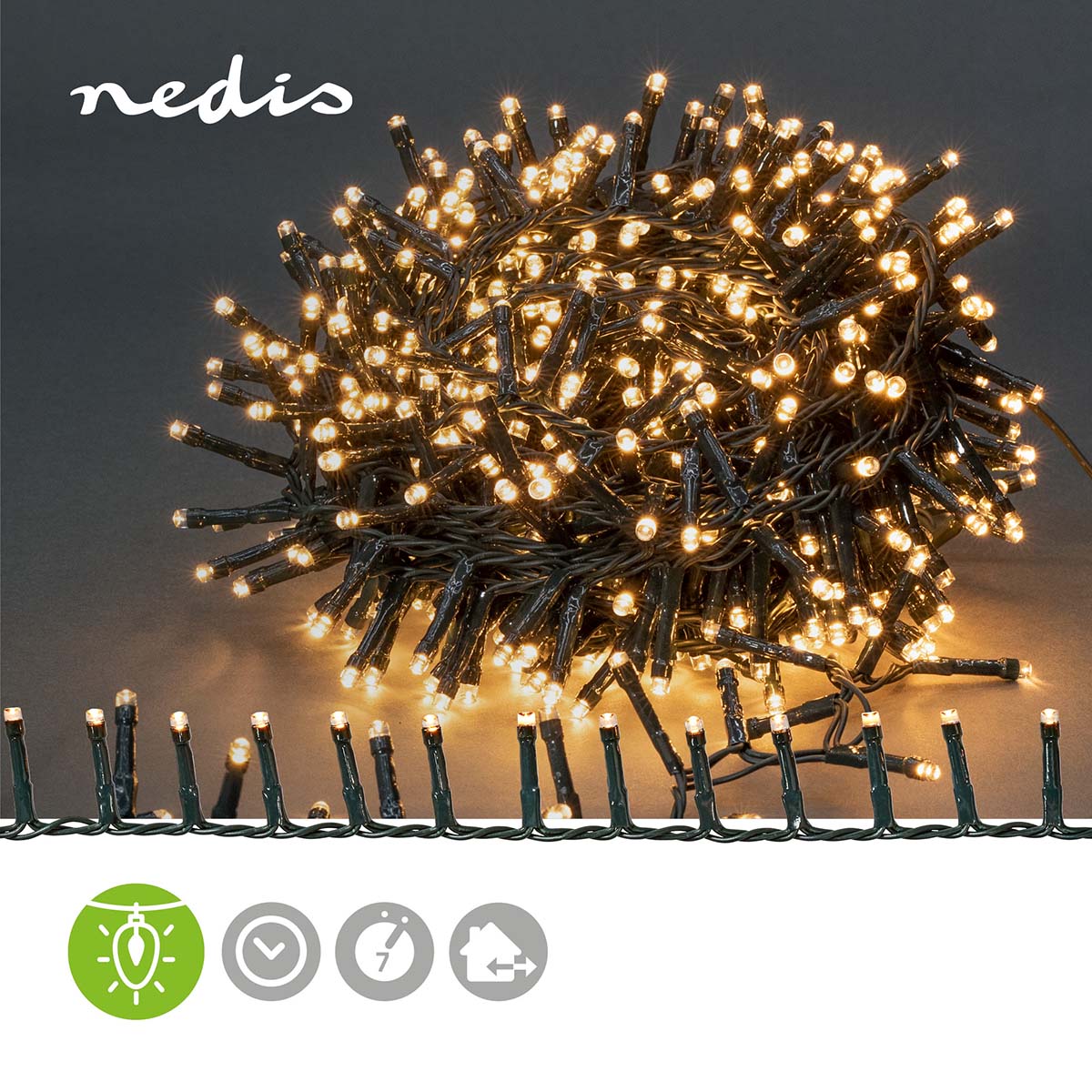 Nedis Weihnachtsbeleuchtung Kompakter cluster | 700 LED's | Warmweiss | 14.00 m | Lichteffekte: 7 | Innen- und Aussenbereich | Netzstromversorgung