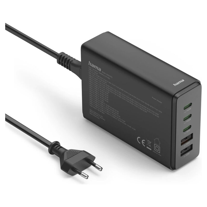 Hama Ladestation 5-fach, 140W, GaN Schwarz Hama Ladestation 5-fach, 140W, GaN Schwarz