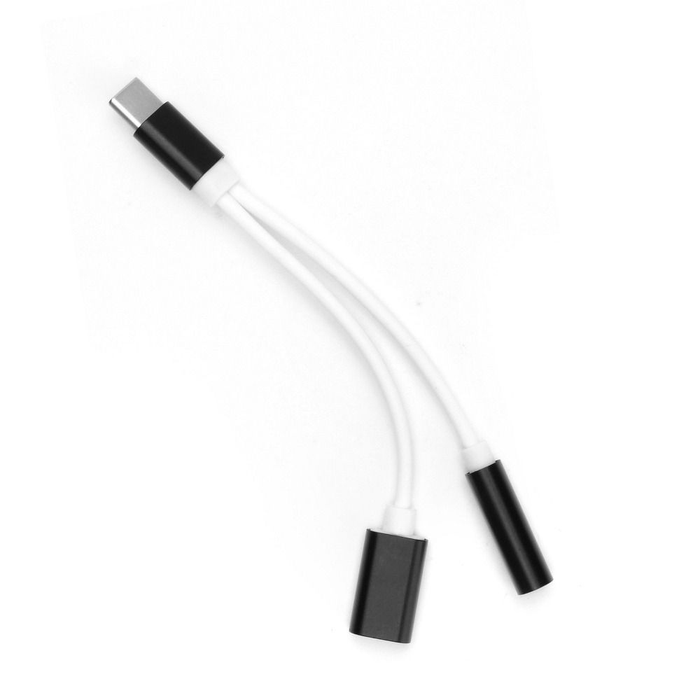 Adapter HF/audio + charging Typ C - Jack 3,5mm schwarz