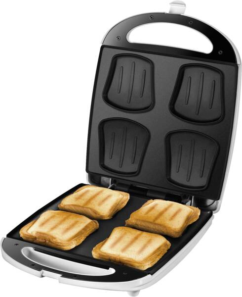 Unold Sandwichmaker 48480 Sandwich Toaster Quadro Weiss-Edelstahl