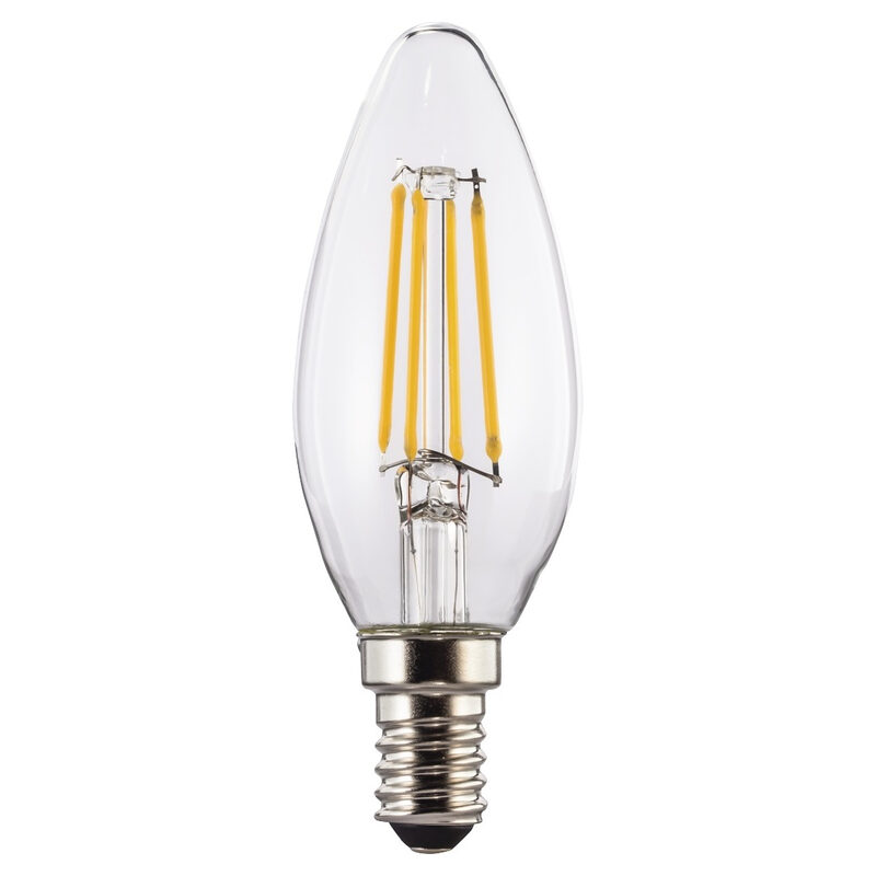 Xavax LED-Kerzenlampe Filament, E14, 470lm, 4W ersetzt 40W, Warmweiß