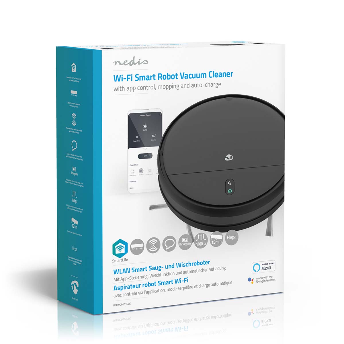 WIFIVCR001CBK-P69 Nedis Roboter-Staubsauger WIFIVCR001CBK