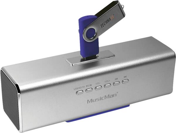MusicMan Portabler Lautsprecher Soundstation MA Silber