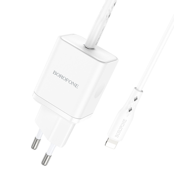 Borofone Wall charger BN6 Field - Type C - QC 3.0 PD 20W with Type C to Lightning cable white