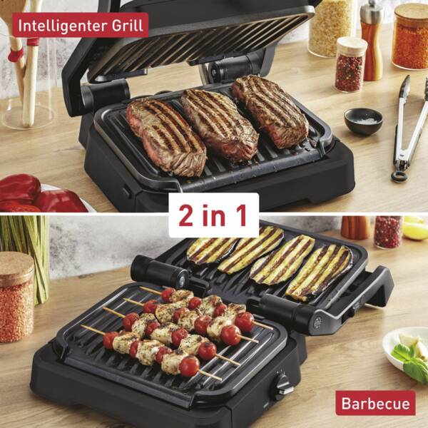 Tefal Kontaktgrill GC7728 OptiGrill 2in1 Schwarz