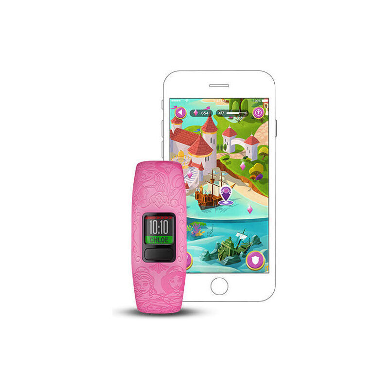 Garmin vivofit jr. 2 Arielle, Rapunzel, Belle, Mulan und Jasmin, pink mit Muster