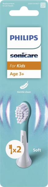 Philips PH Aufsteckbürste für Zahnbürsten HX6032/90 For Kids 2er Pack Weiss-Aqua