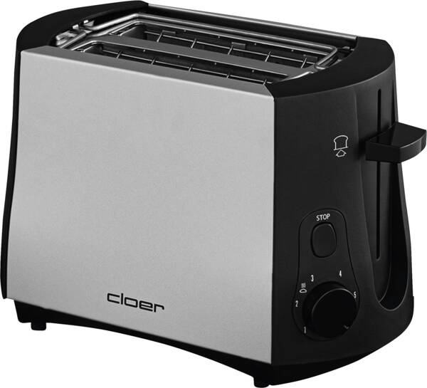 Cloer 2-Scheiben-Toaster Toaster 3410 Silber-Schwarz