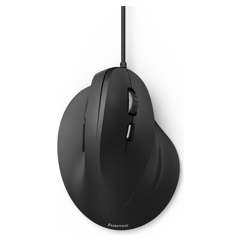 Hama Vertikale, ergonomische 6-Tasten-Maus EMC-500, kabelgebunden, Schwarz