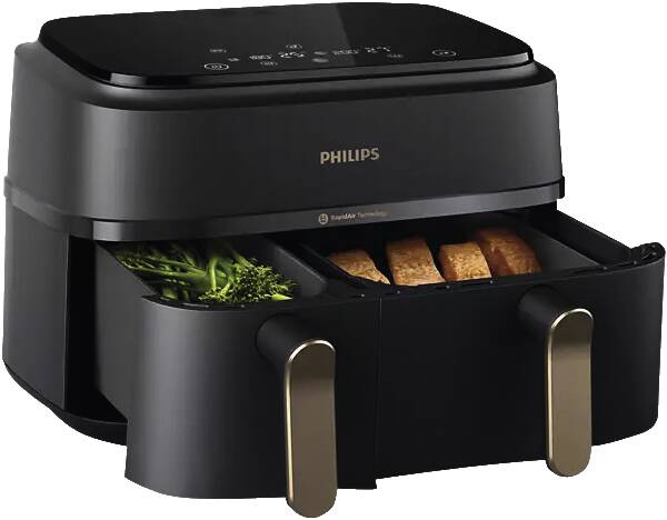 Philips HAUSTECHNIK Doppel-Heißluft-Fritteuse NA352/04 Airfryer Dunkelgrau