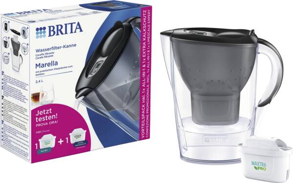 Brita Wasserfilter Marella Inkl. 1 MAXTRA PRO ALL-IN-1 und 1 EXTRA KALKSCHUTZ Graphit