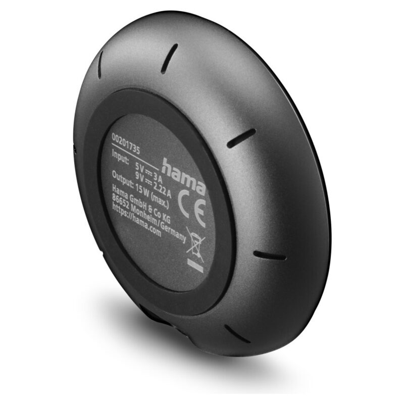 HAMA Wireless Charger/Induktion Qi2-Schnelllader und Smartphonehalter, magnetisch, 15W, schwarz