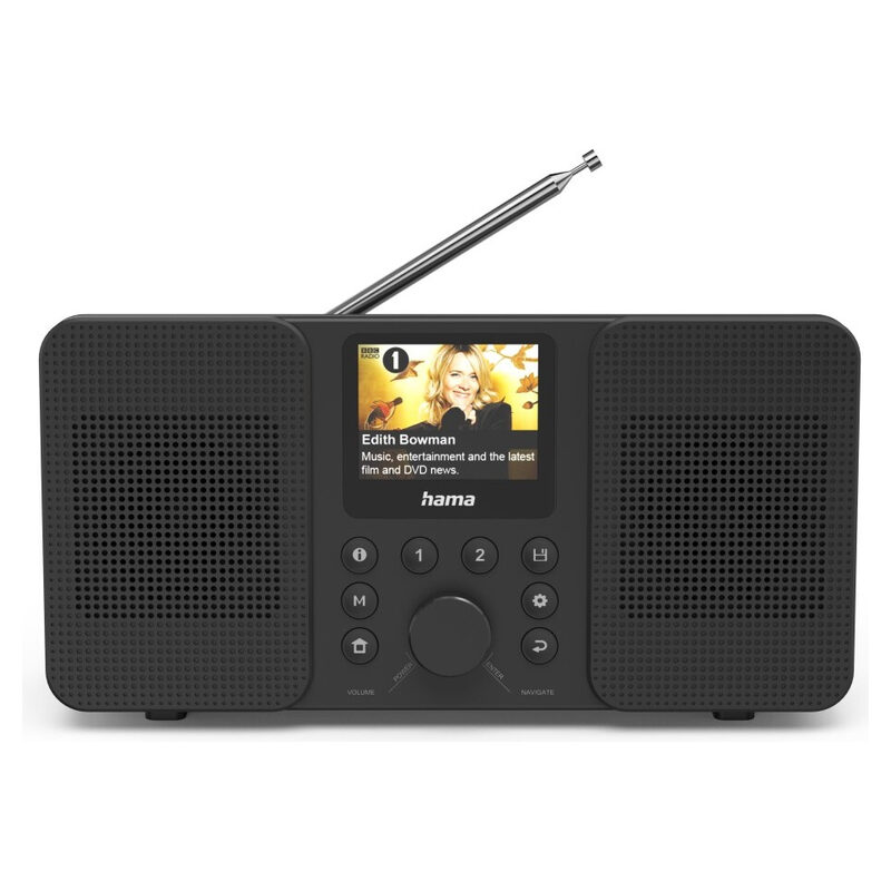 HAMA Digitalradio DIR10, Radiowecker, FM/DAB/DAB+/Internetradio/Bluetooth/RX App, Schwarz