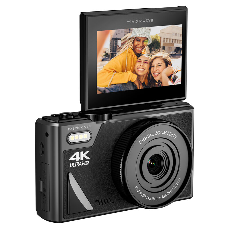 Easypix Digitalkamera V64 FLIP mit Klappbildschirm, Schwarz