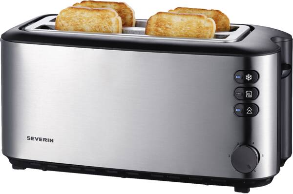 Severin 4-Scheiben-Toaster AT 2509 Edelstahl-Schwarz