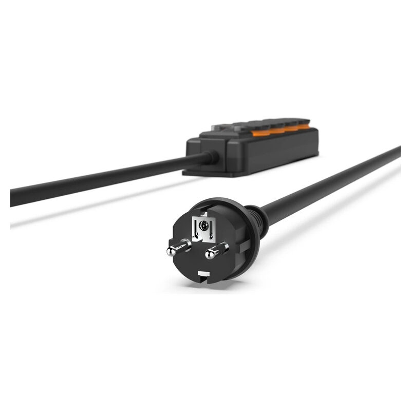 Hama Steckdosenleiste 4-fach Outdoor, 2m, mit Schalter, spritzwassergeschützt, Schwarz