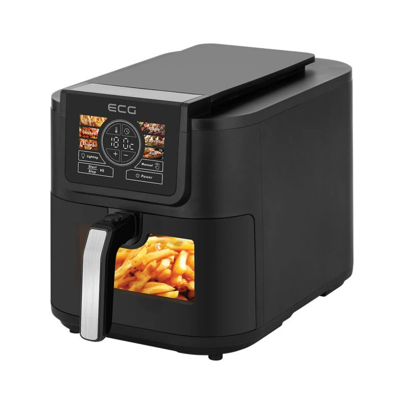 ECG AF 8020 Ai Slim Fry, Heißluftfritteuse mit Sichtfenster, 8L Fassungsvermögen, schwarz