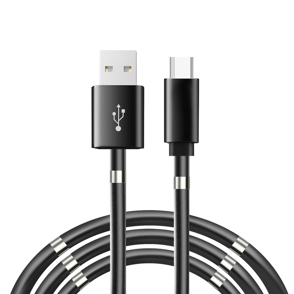 Kabel USB - Typ C magnetisch einziehbar 2.4A C686 schwarz, 1 Meter