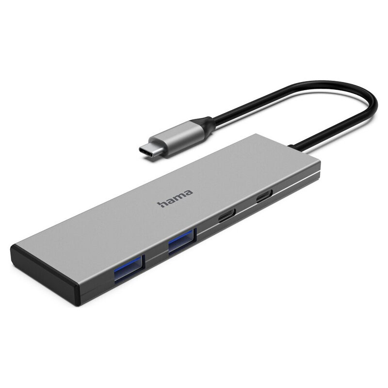 HAMA USB-3.2-Type-C-Hub 1:4, 2x USB-A, 2x USB-C, max.10Gbit/s, Silber