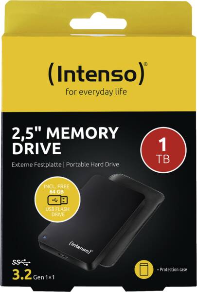 Intenso Festplatte Memory Drive 1TB USB 3.0 + 64GB USB Stick Schwarz