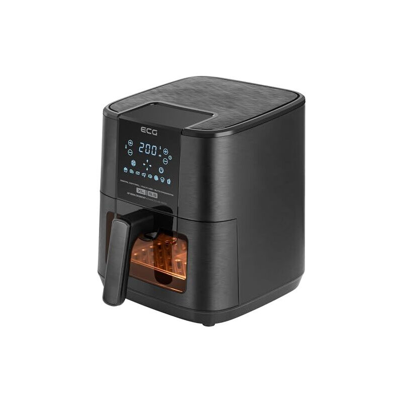 ECG AF 5500 Crunchy, Heißluftfritteuse mit Sichtfenster, 5,5L Fassungsvermögen, schwarz