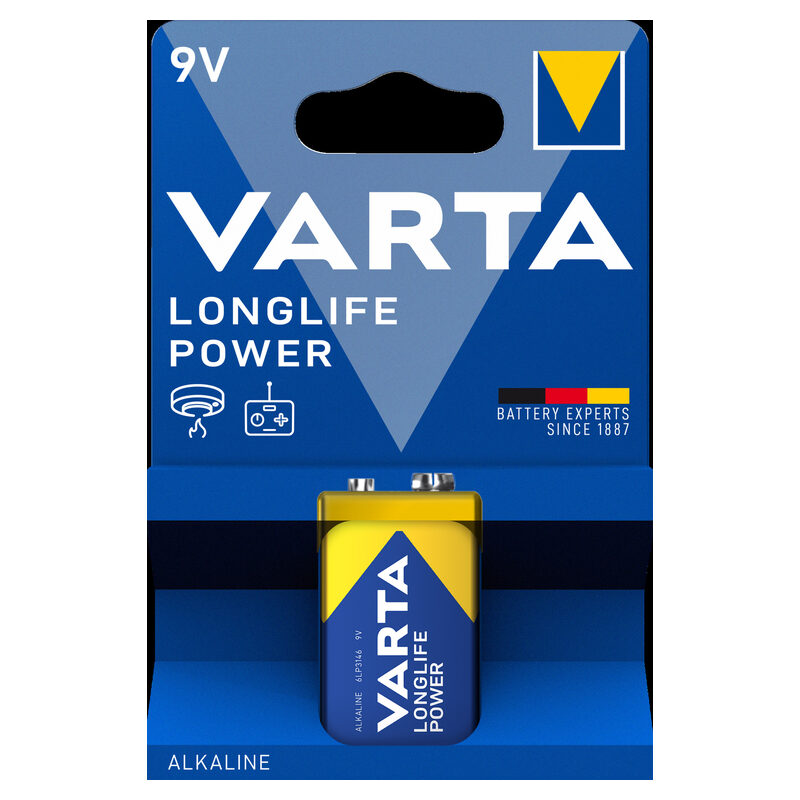 Varta Batterie Longlife Power 9V, 1 Stück Blister blau