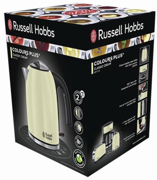 Russell Hobbs Wasserkocher Colours Plus+ Classic Cream Wasserkocher Creme-Edelstahl