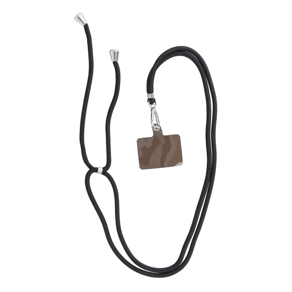 SWING (6mm) Phone lanyard, Phone pendant with adjustable length / cord length 165cm (max 82.5cm in the loop) / on the shoulder or neck - black