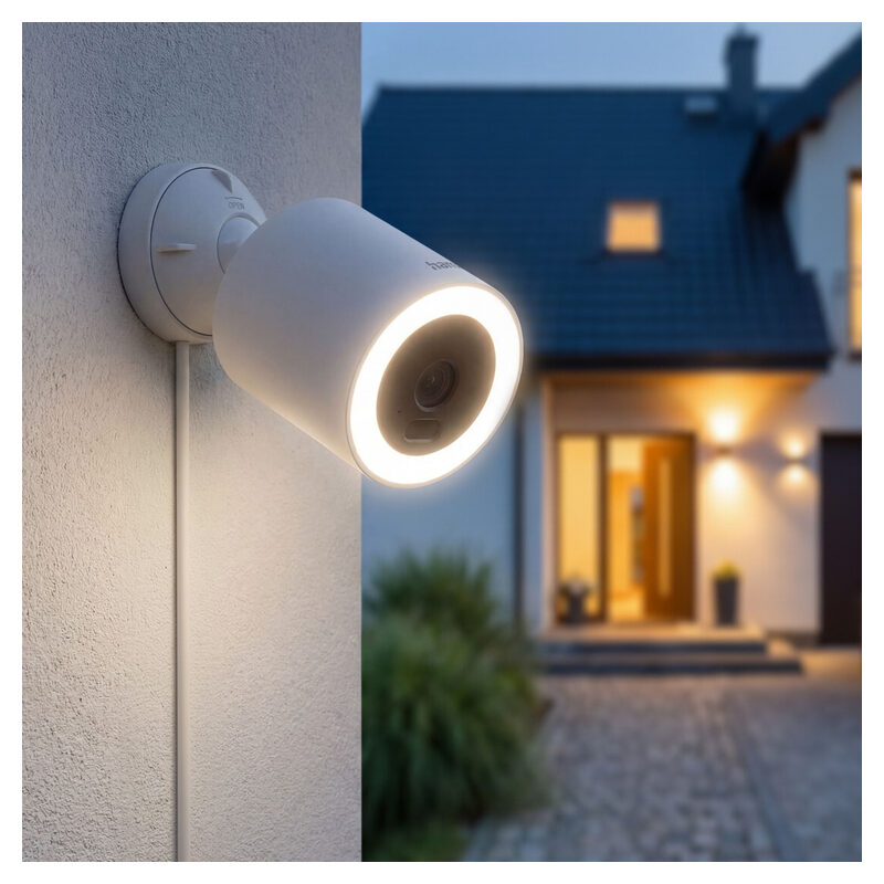 Hama WLAN Überwachungskamera 1520p, mit Mikrofon, Aufzeichnung, Licht, Bewegungssensor und Nachtsichtfunktion, outdoor, Weiss