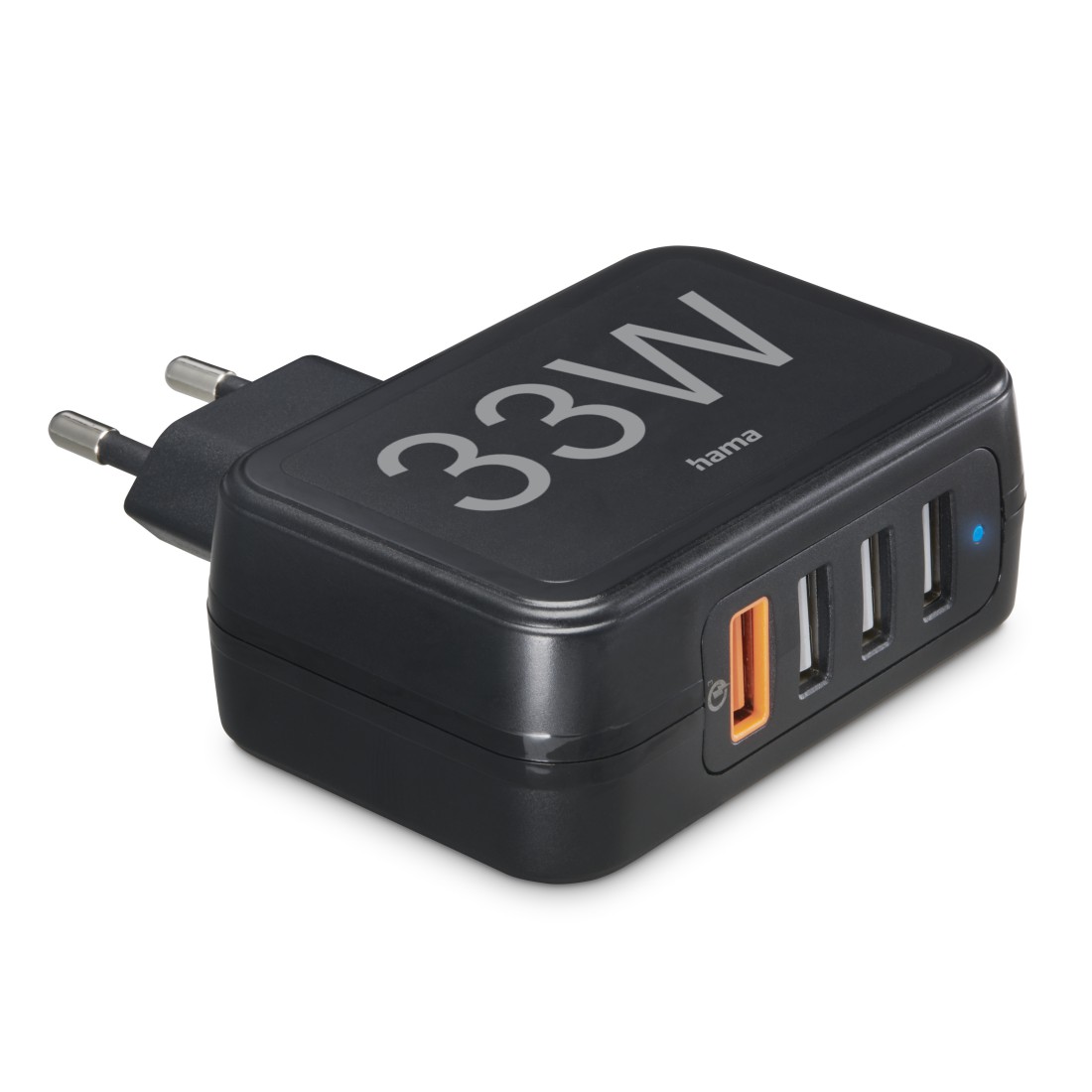 Hama Schnellladegerät, 4x USB-A, 33 W, Schwarz