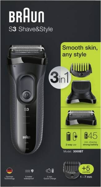 Braun Personal Care Rasierer 3000BT b Shave&Style Series 3 Schwarz