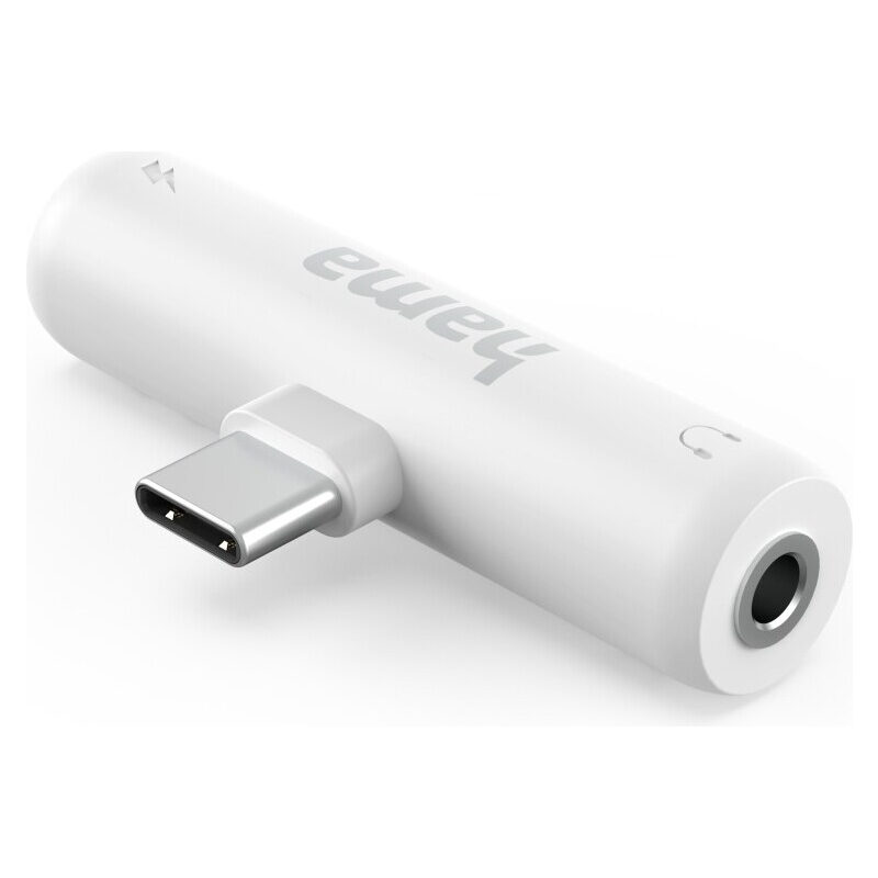 HAMA Adapter Audio USB-C auf USB-C (Buchse)PD/3.5-mm-Audio-Klinke (Buchse), Stereo, Weiss